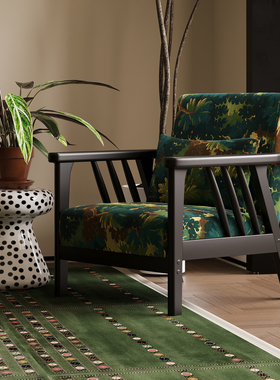 复古意式轻奢单人沙发椅客厅阳台网红休闲桌椅子2025新款久坐不累