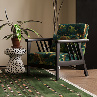 复古意式 久坐不累 轻奢单人沙发椅客厅阳台网红休闲桌椅子2025新款