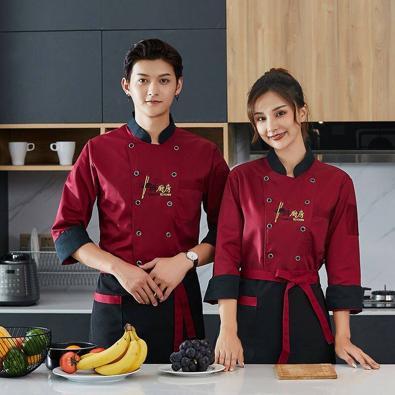 餐饮厨师工作服男短袖夏季酒店饭店食堂后厨房女冬季服装dz长袖