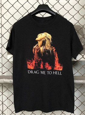 Drag Me to Hell电影周边复古oversize重磅潮牌短袖美式小领口T恤