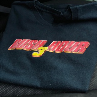 rush hour尖峰时刻3电影周边字母创意印花短袖vintage美式复古T恤