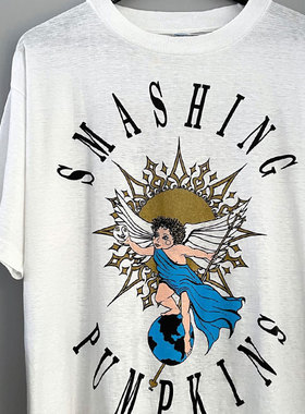 Smashing Pumpkins碎南瓜摇滚乐队复古vintageT恤oversize短袖