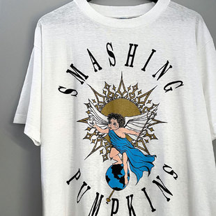 Smashing Pumpkins碎南瓜摇滚乐队复古vintageT恤oversize短袖