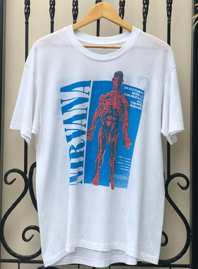 古着感Nirvana涅槃乐队摇滚科特柯本vintage短袖复古宽松情侣T恤