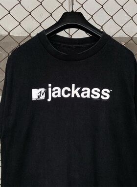 古着感MTV周边JACKASS美潮ins潮牌短袖宽松复古情侣男女简约T恤