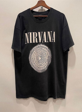 欧美nirvana涅槃乐队潮牌短袖T恤男美式复古高街阿美咔叽半截袖
