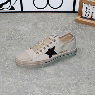 小脏鞋 韩国东大门做旧帆布脏脏鞋 星星休闲平底板鞋 新款 女2025夏季
