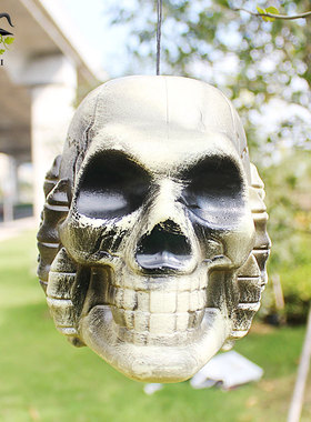 Halloween venue layout atmosphere, skull head colorful ligh