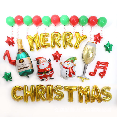Christmas Balloon Set Interior Decoration Golden Santa Clau