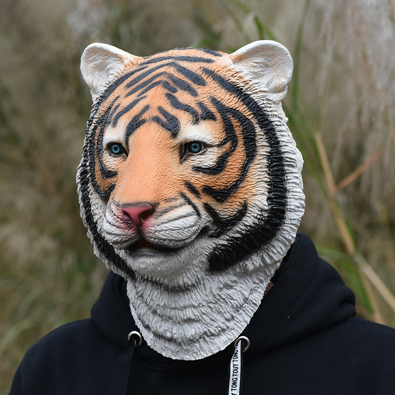 Tiger Mask Animal Latex Halloween Horror COS Zodiac Tiger Y