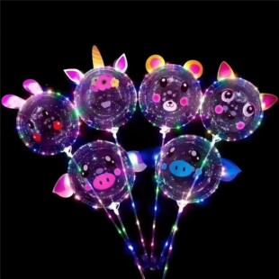 LED internet celebrity Popo ball cartoon sticker, glowing i