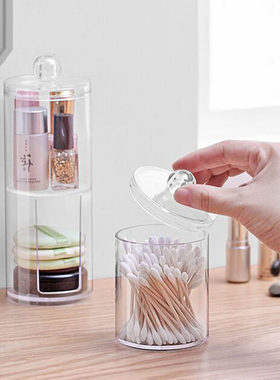 Acrylic Round Qtip Container Cosmetic Makeup Cotton Multifu