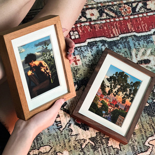 Black Walnut Solid Wood Photo Frame Set on Table with No Re