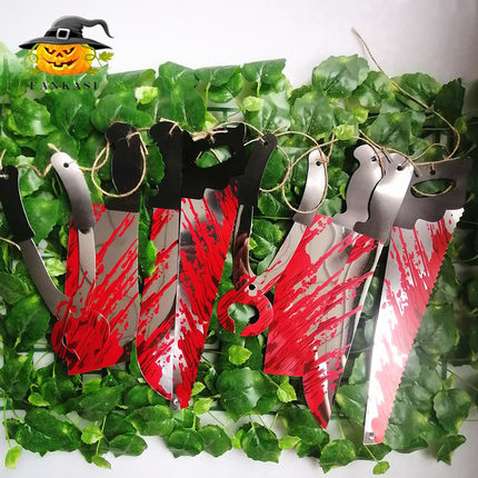 Halloween Hangers 8pcs Blood Knife String Horror Pulled Flo