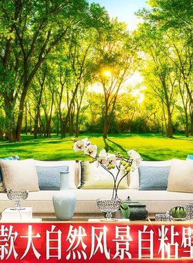 Landscape painting wallpaper, self-adhesive 3D three-dimens