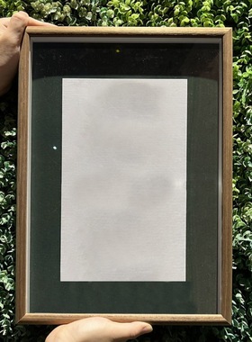 Photo frame, hollow wood, minimalist glass, cardboard, tren