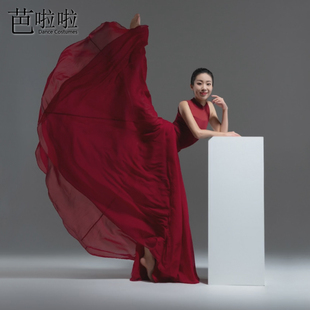 现当代舞服装时尚雪纺720度大摆舞蹈写真裙子飘逸现代舞演出服女