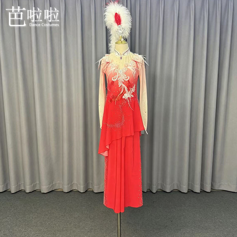 古典舞俏红狐扇子舞表演服定制