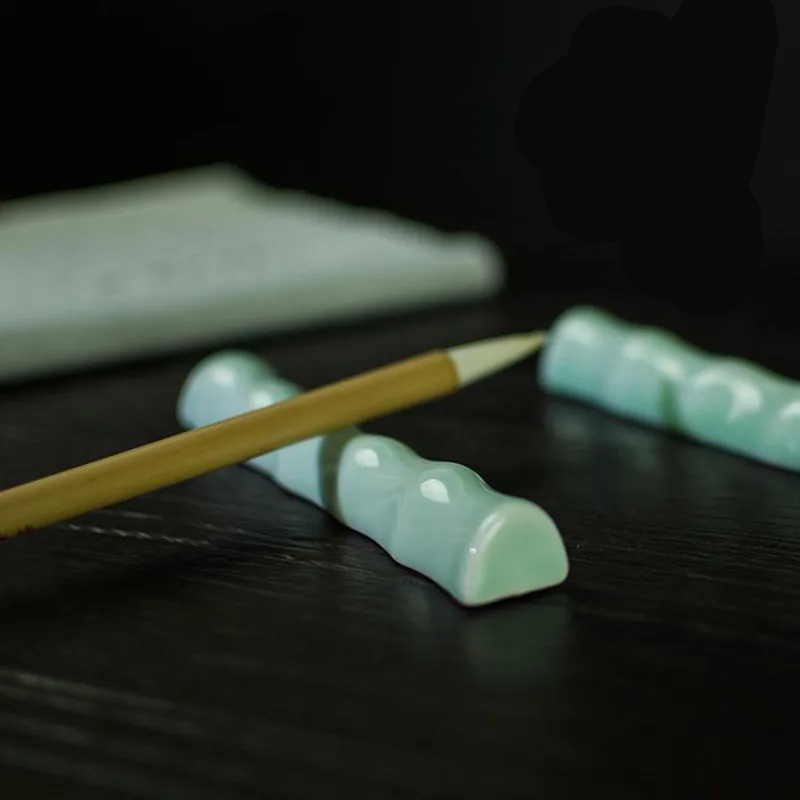 碳墨軒鎮(zhèn)尺鎮(zhèn)紙創(chuàng)意仿玉石古風竹節(jié)文鎮(zhèn)學生書法用品壓紙筆架筆擱