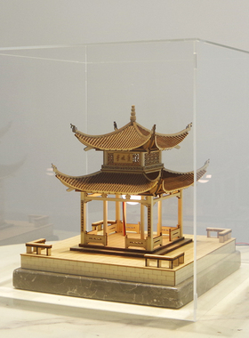 新中式风带灯木质亚克力成品摆件