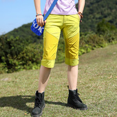 显瘦运动徒步登山吸汗透气快干七分裤 修身 夏 女短裤 户外弹力速干裤