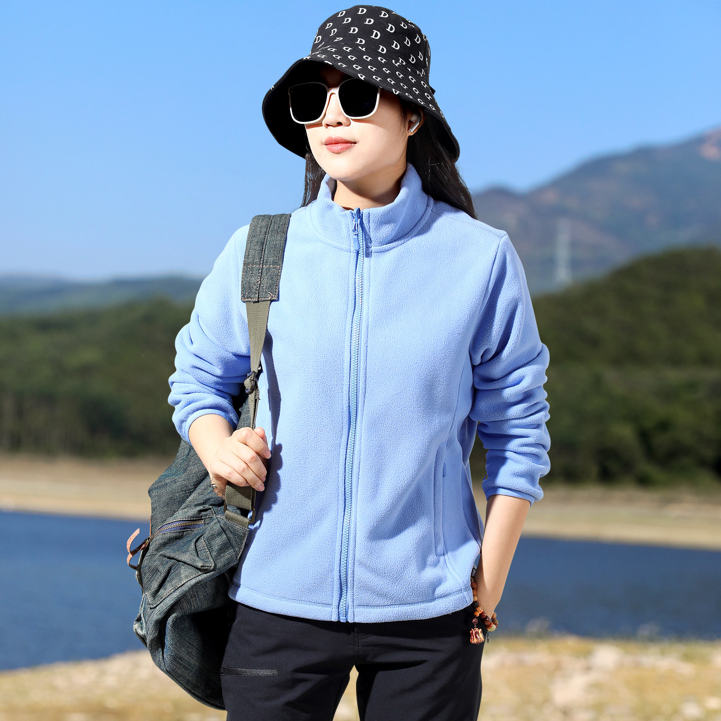 户外运动立领抓绒衣上衣摇粒绒外套加厚保暖开衫冲锋衣内胆女款