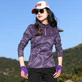 户外德绒弹力抓绒衣女上衣长袖 T恤女加厚保暖衣磨毛绒防静电