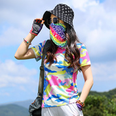 户外冰丝迷彩速干T恤女短袖 夏 弹力透气运动跑步徒步快干衣女半袖