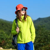 户外抓绒衣女上衣连帽摇粒绒开衫 冲锋衣内胆保暖加厚超轻外套秋冬