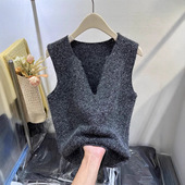 亮闪闪设计感套头坎肩羊绒针织衫 上衣叠穿背心 马甲毛衣休闲韩版