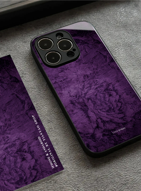 欧美复古紫色纹理适用iPhone17苹果13promax手机壳vivox90荣耀80玻璃保护套11mate50小米12华为p60一加oppo软