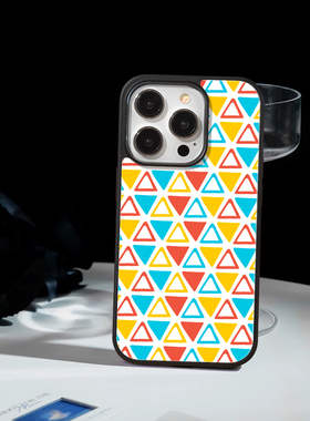 「撞色三角」苹果iPhone17promx手机壳16小米15简约红米VIVOX300s钢化玻璃OPPOFINDX9荣耀14华为mate80保护套