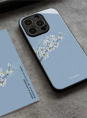 简约白色樱花适用iPhone14promax苹果13手机壳小米12华为p60一加oppo保护套11vivox90全包软荣耀80玻璃mate50