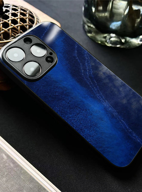 新中式幽蓝絮语适用苹果14promax手机壳玻璃iphone16小米15OPPOreno9一加vivox100荣耀iqoo红米k70华为mate60