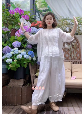 白色蕾丝花边套装女小个子两件套