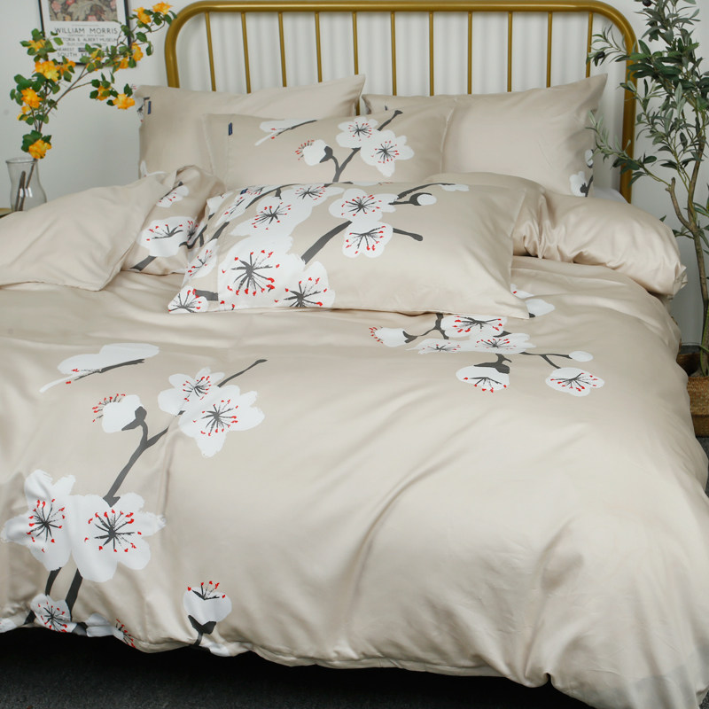 【特惠】外贸尾单天然丝滑棉被套单件印花贡缎凉感被罩三件套瑕