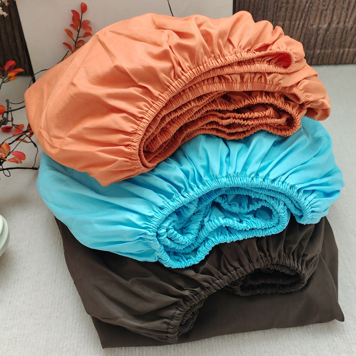 好货推荐外贸纯棉加高床笠长绒棉席梦思保护罩全棉斜纹纯色单双人