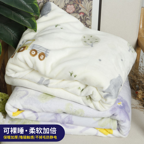 外贸加厚牛奶绒印花床单被套