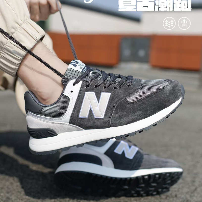 n字鞋官方正品2026男女鞋灰色休闲鞋时尚春季全真皮跑步鞋运动鞋