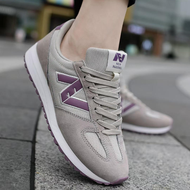 官方正品n字鞋春季新款女鞋复古真皮女士休闲运动鞋减震跑步鞋