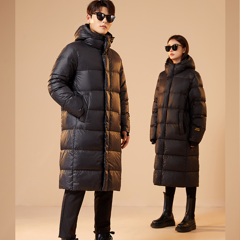 新款黑金秋冬男羽绒棉服外套羽绒服百搭休闲防风中长款白鸭绒加绒
