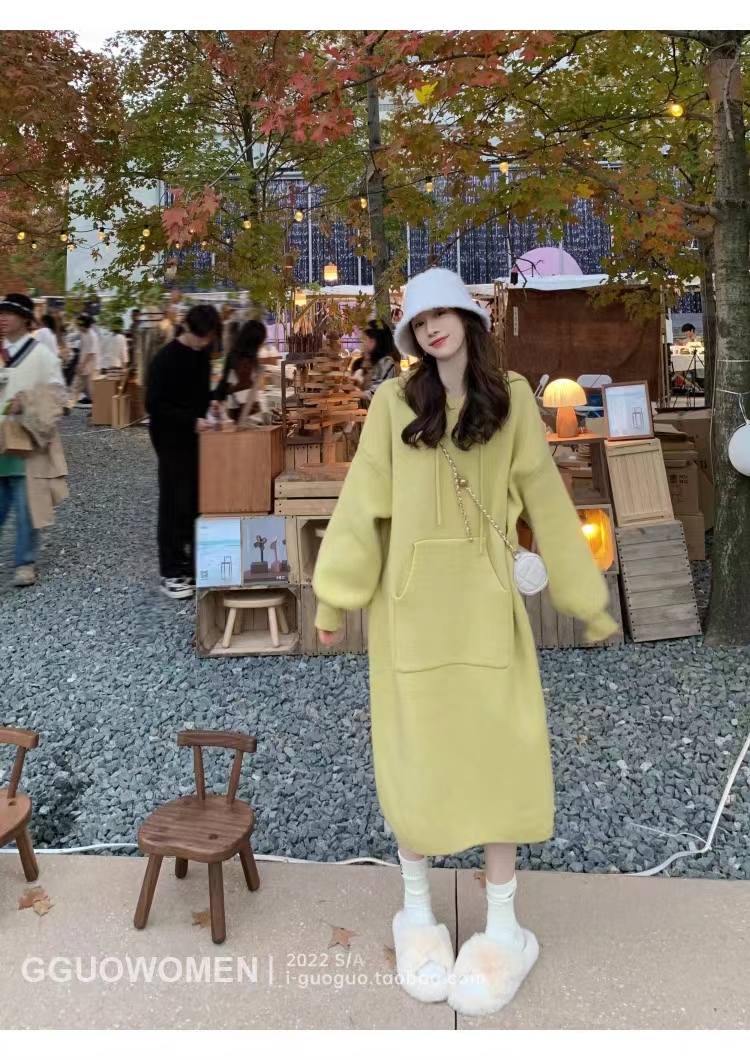 绵羊绒套头连帽内搭外穿口袋