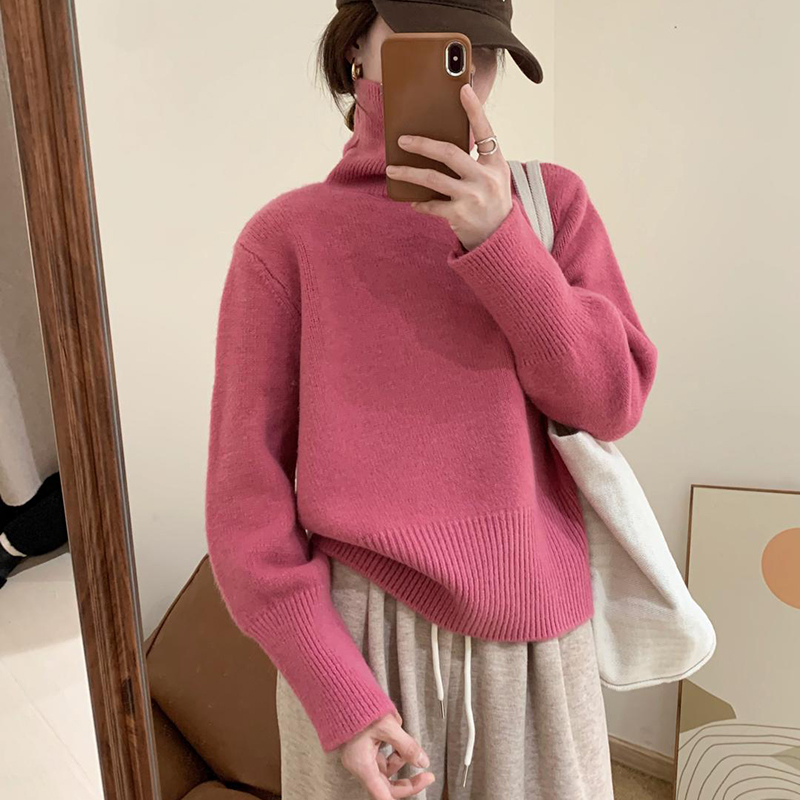 绵羊绒套头高领内搭外穿纯色