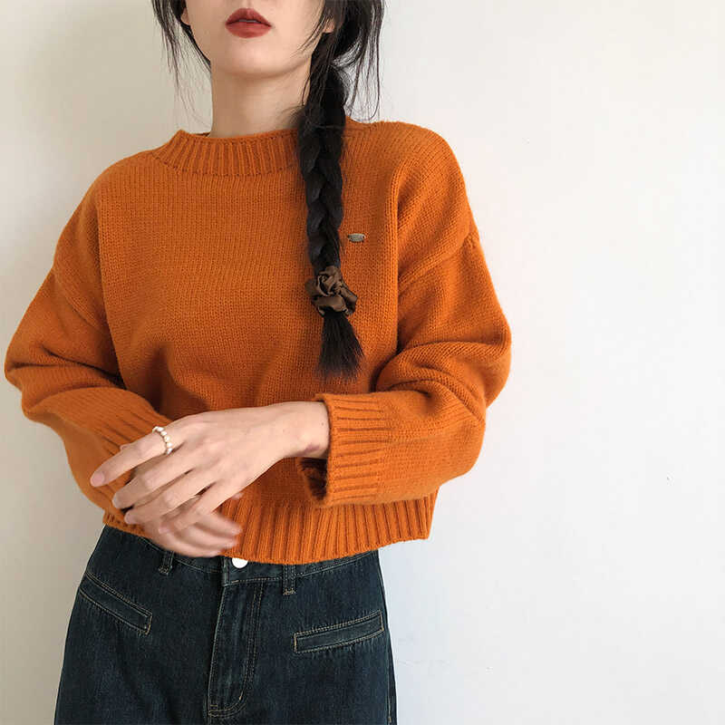 秋冬慵懒风洋气短款宽松针织衫