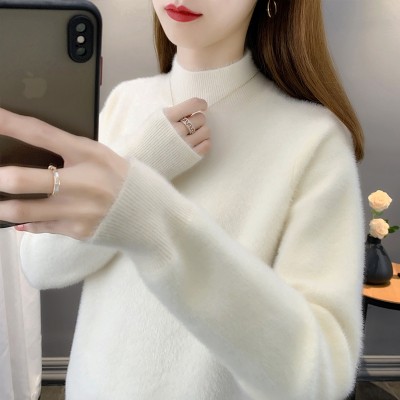 半高领水貂绒毛衣女打底衫厚上衣