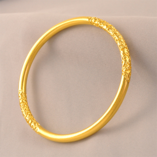 必入金镯子平替 简约素圈镀24K金色手镯女闭口手环送女友老婆 新款