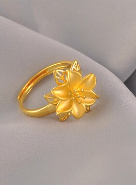 百合花朵沙金戒子结婚花朵戒子
