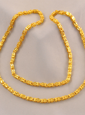 约14.8克~加长项链镀24K金色女士项链万能倒模十字兔头项链毛衣链