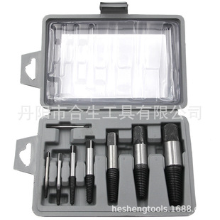 8pc水龙头断丝取出器 粗牙细牙断头螺丝取出工具灰色吹塑盒装