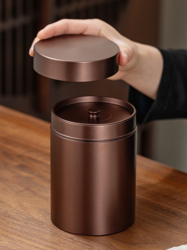 铝金属内盖茶罐，便携式高端精品普洱白茶储茶罐，防潮家用储茶罐